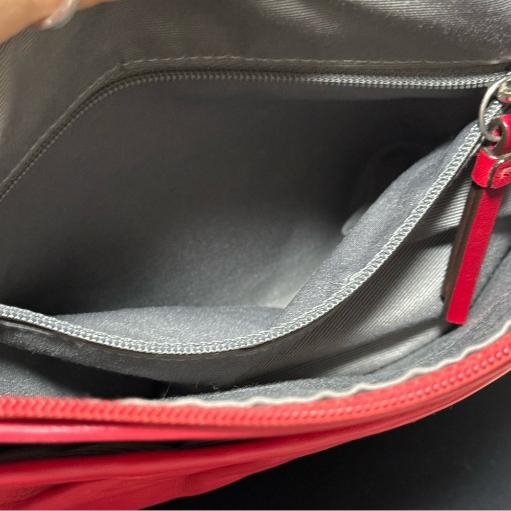 COACH Leather Ashley Pleated Swing-Pack Crossbody Handbag Red - Picture 6 of 13